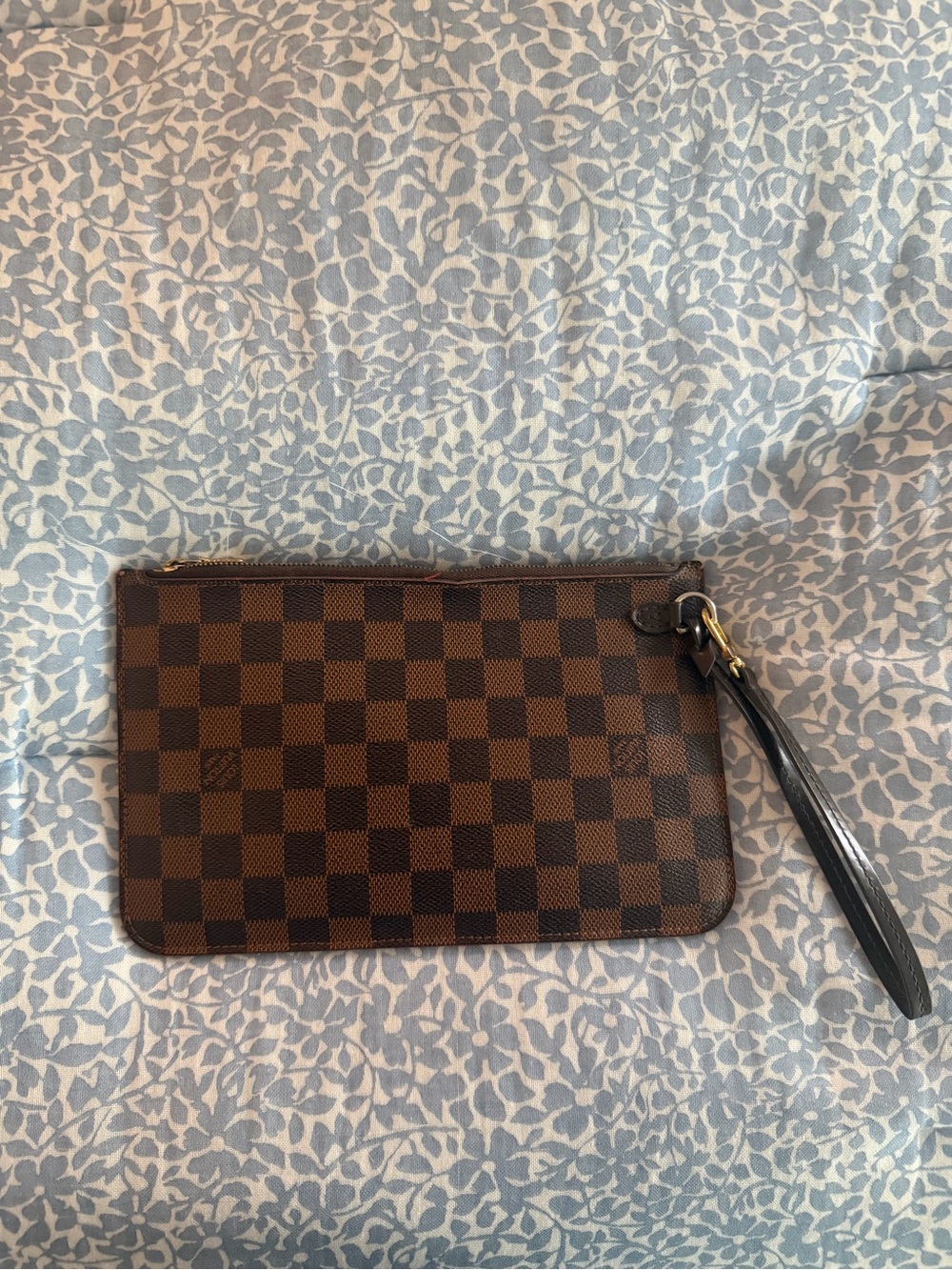Louis Vuitton Brown Checker Wristlet Clutch